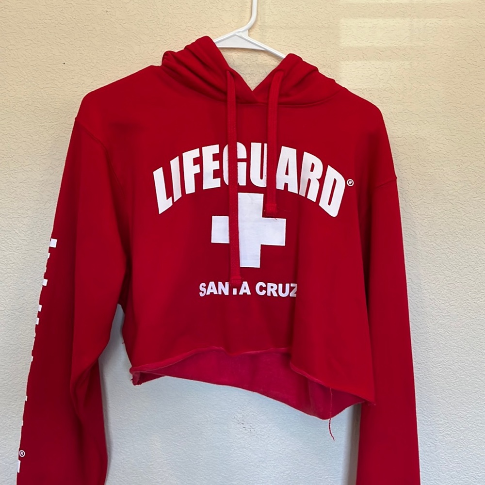 Santa Cruz official lifeguard crop top hoodie